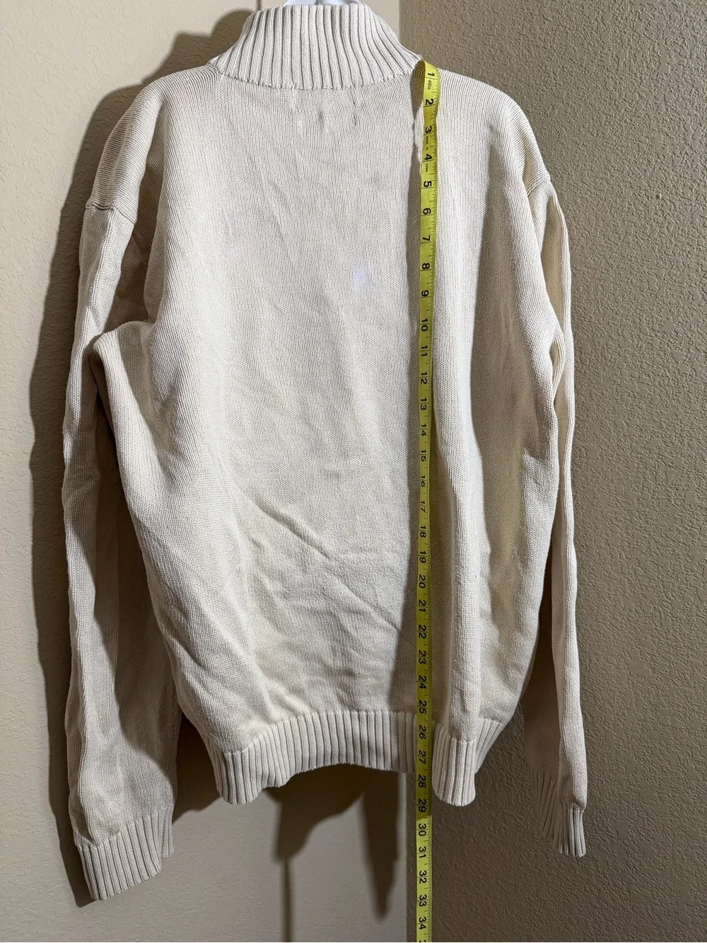 Polo by Ralph Lauren Cream Quarter-Zip Knit Pullover 100% cotton XL mock neck